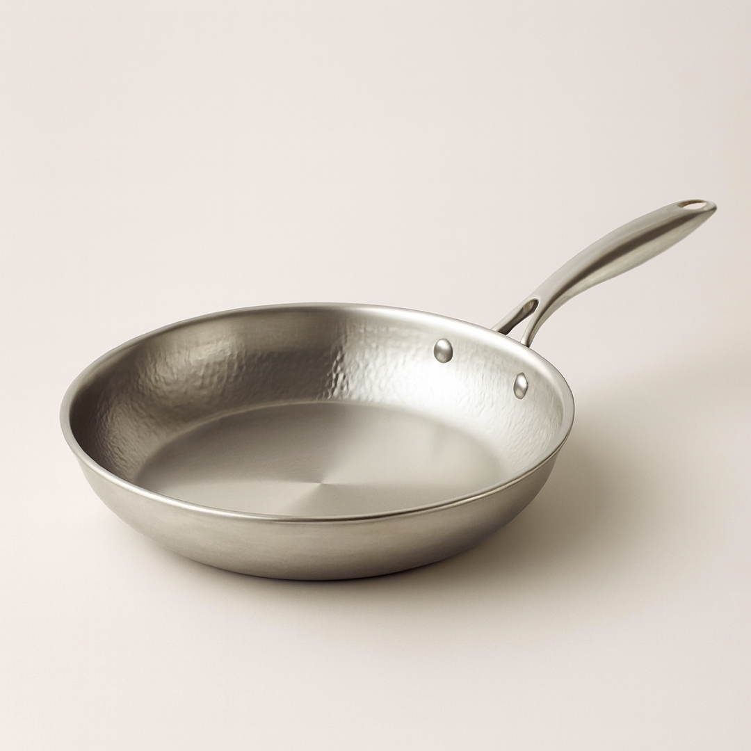Tri-Ply Steel Frying Pan for Coating-Free Searing