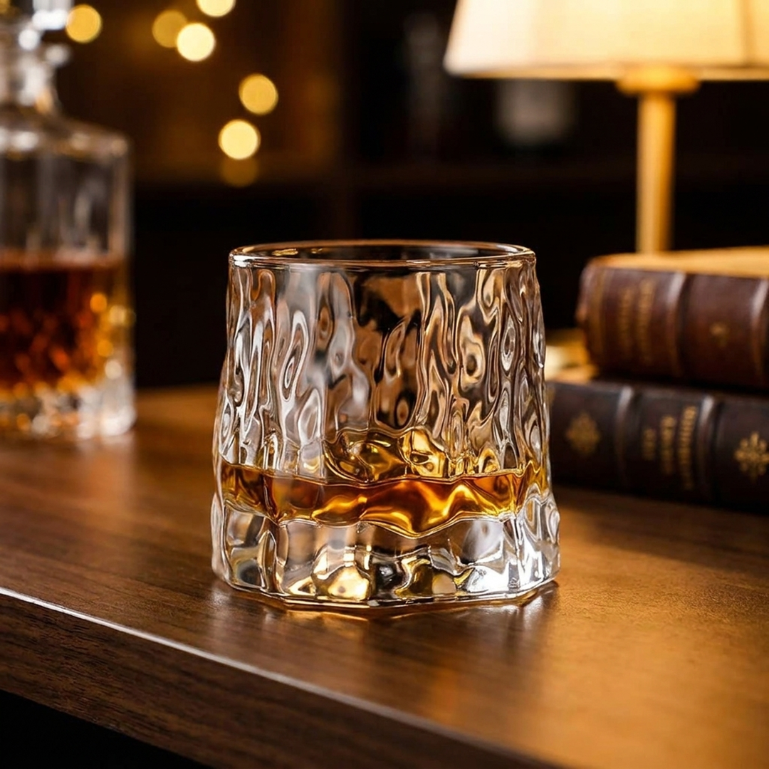 Swirling Crystal Whiskey Glasses for Fuller Flavor