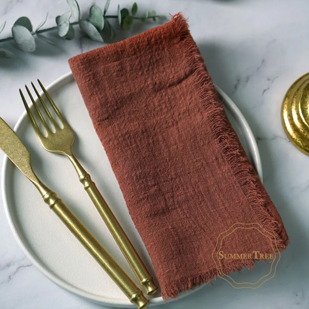Frayed Cotton Napkin Set for Cozy Tables