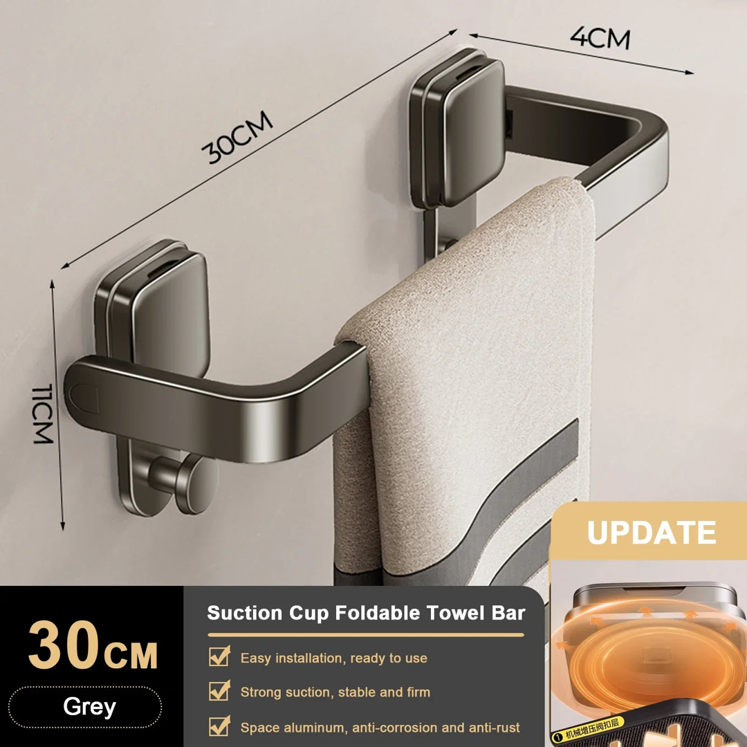 Folding Towel Bar for Damage-Free Organization
