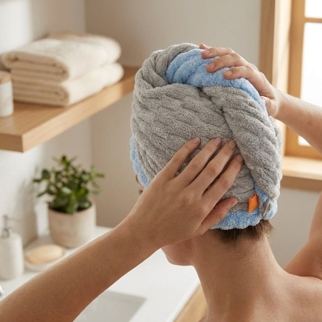 Microfiber Hair Turban for Faster, Frizz-Free Drying