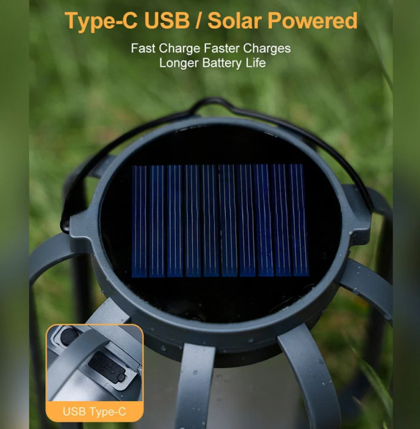 Solar Outdoor Lantern With Flickering Flame