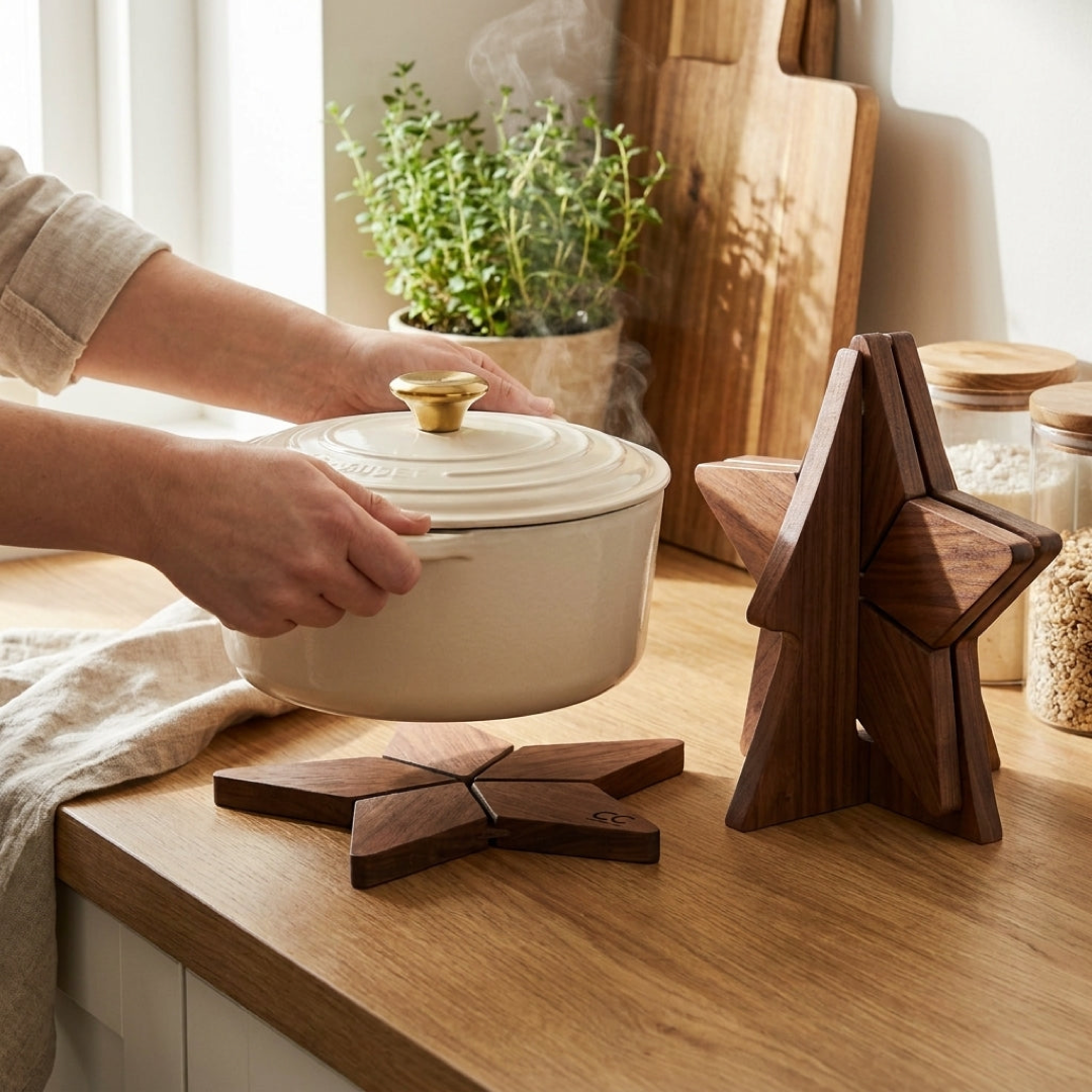 Walnut Tree Trivet for Space-Saving Protection