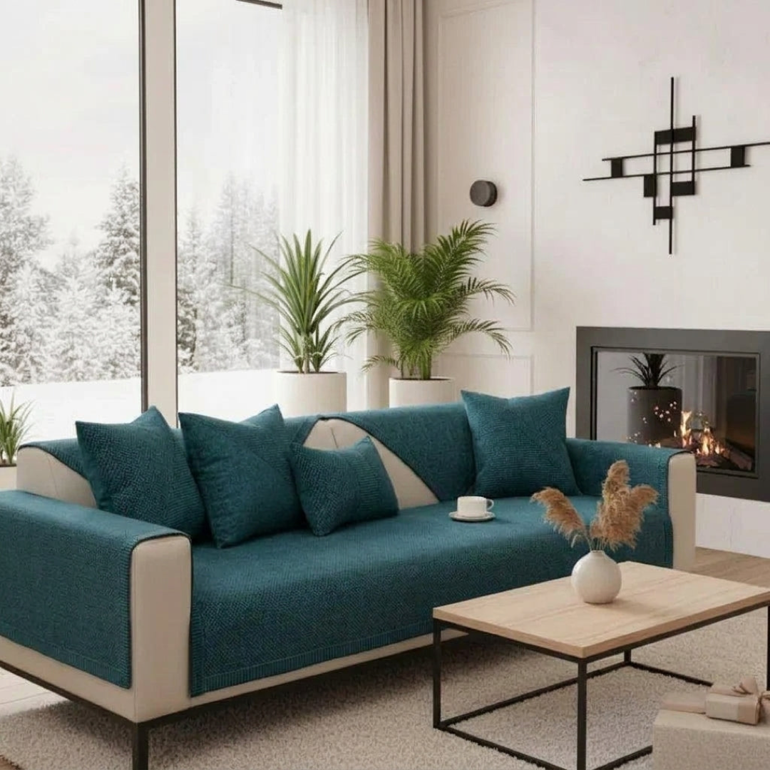 Stay-Put Cotton-Linen Sofa Protector