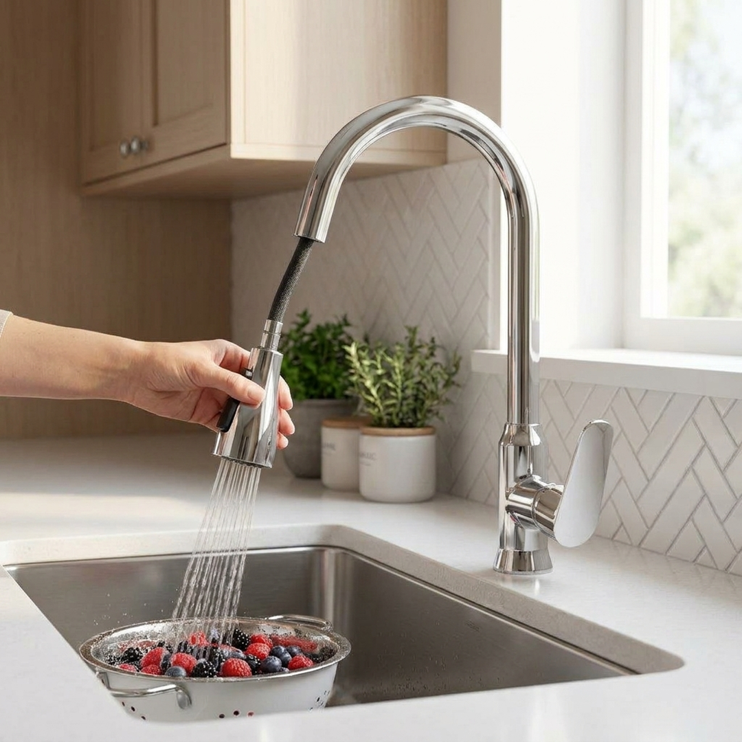 Statement Kitchen Faucet – Flexible Pull-Out Reach