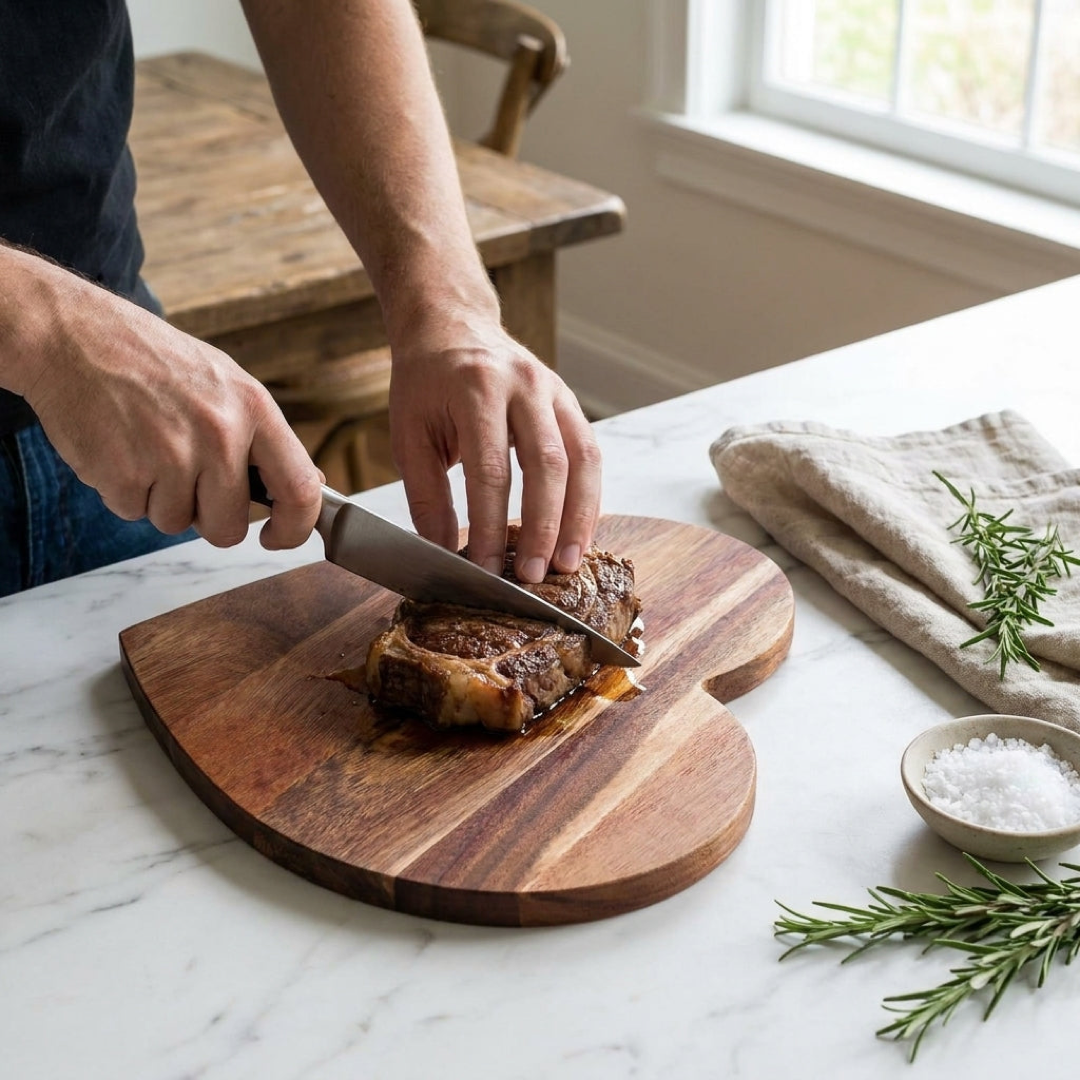 Heart-Shaped Wooden Board for Prep and Serving