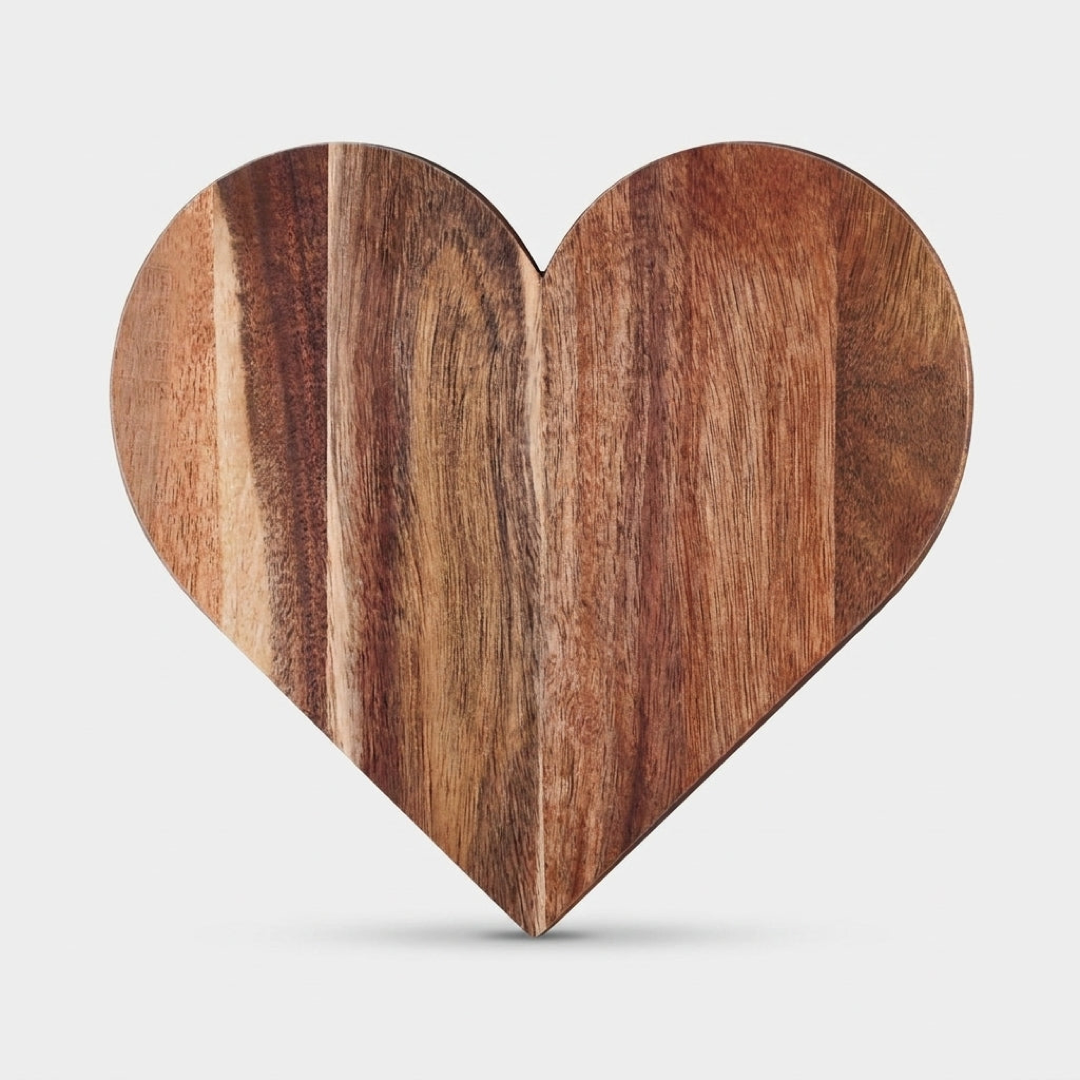 Heart-Shaped Wooden Board for Prep and Serving