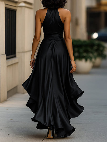 Callie | Women's Elegant Halter Maxi Dress with Ruffle Hem