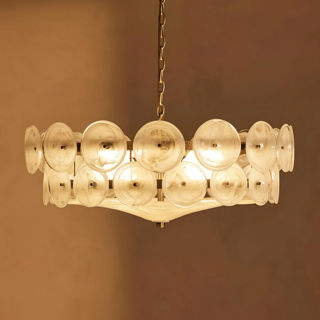 Layered Glass Chandelier — Soft, Welcoming Light