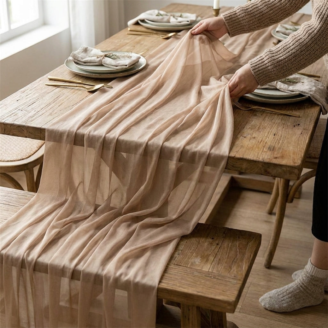 Sheer Table Runner for Effortless Event Styling