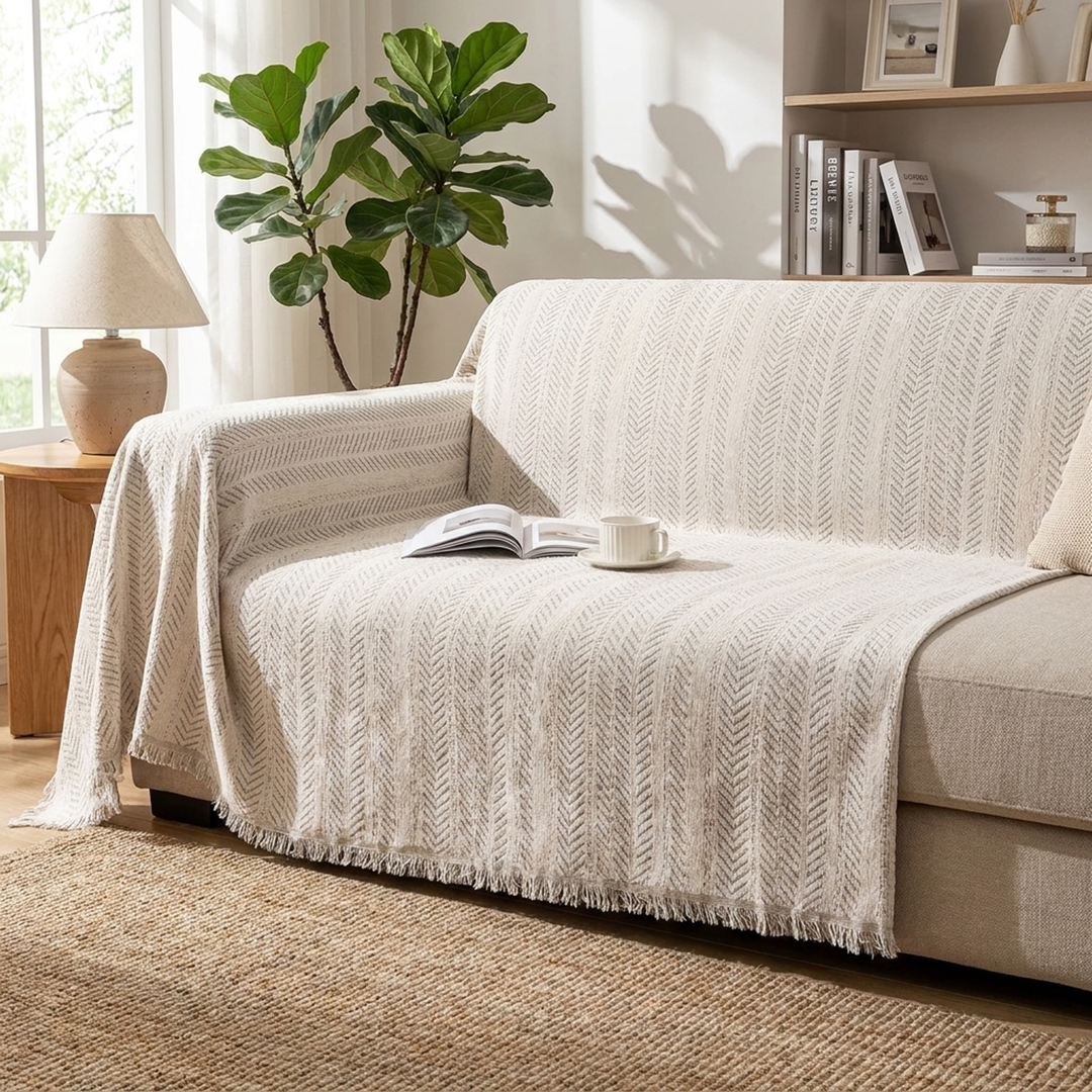 Textured Chenille Sofa Cover – Everyday Protection
