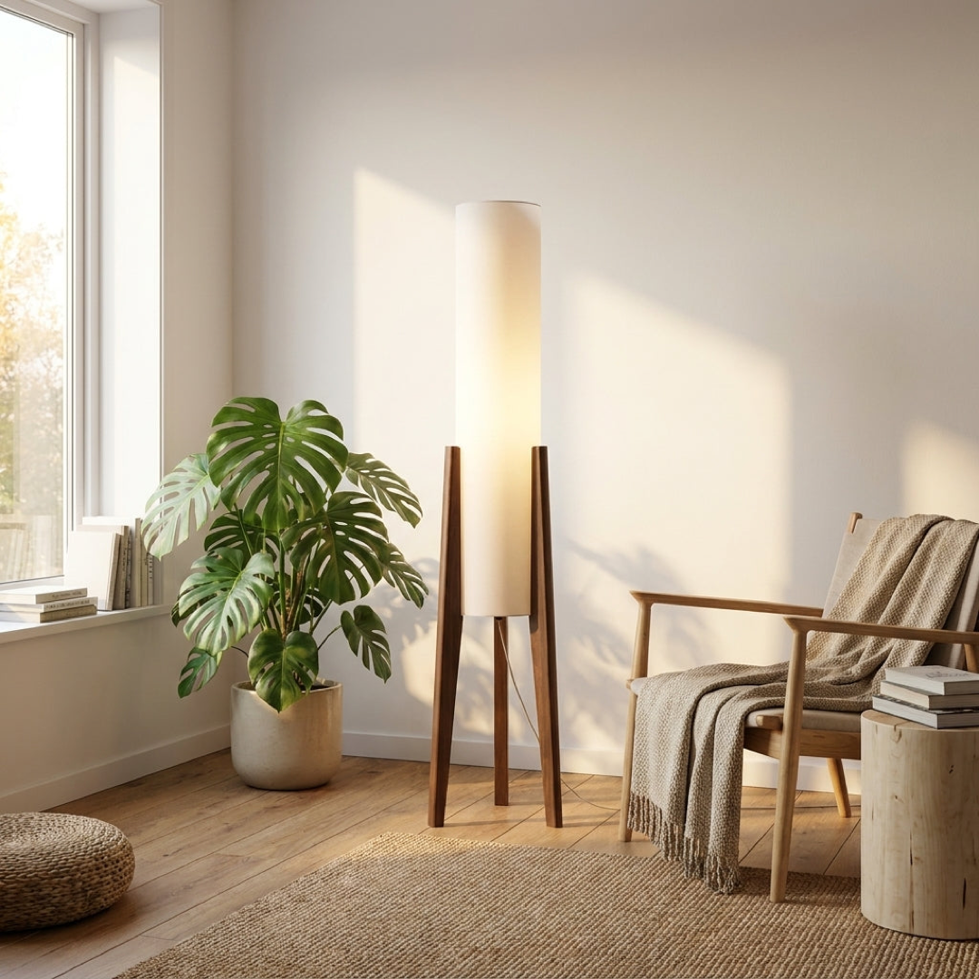 Walnut Floor Lamp for Adjustable Ambience