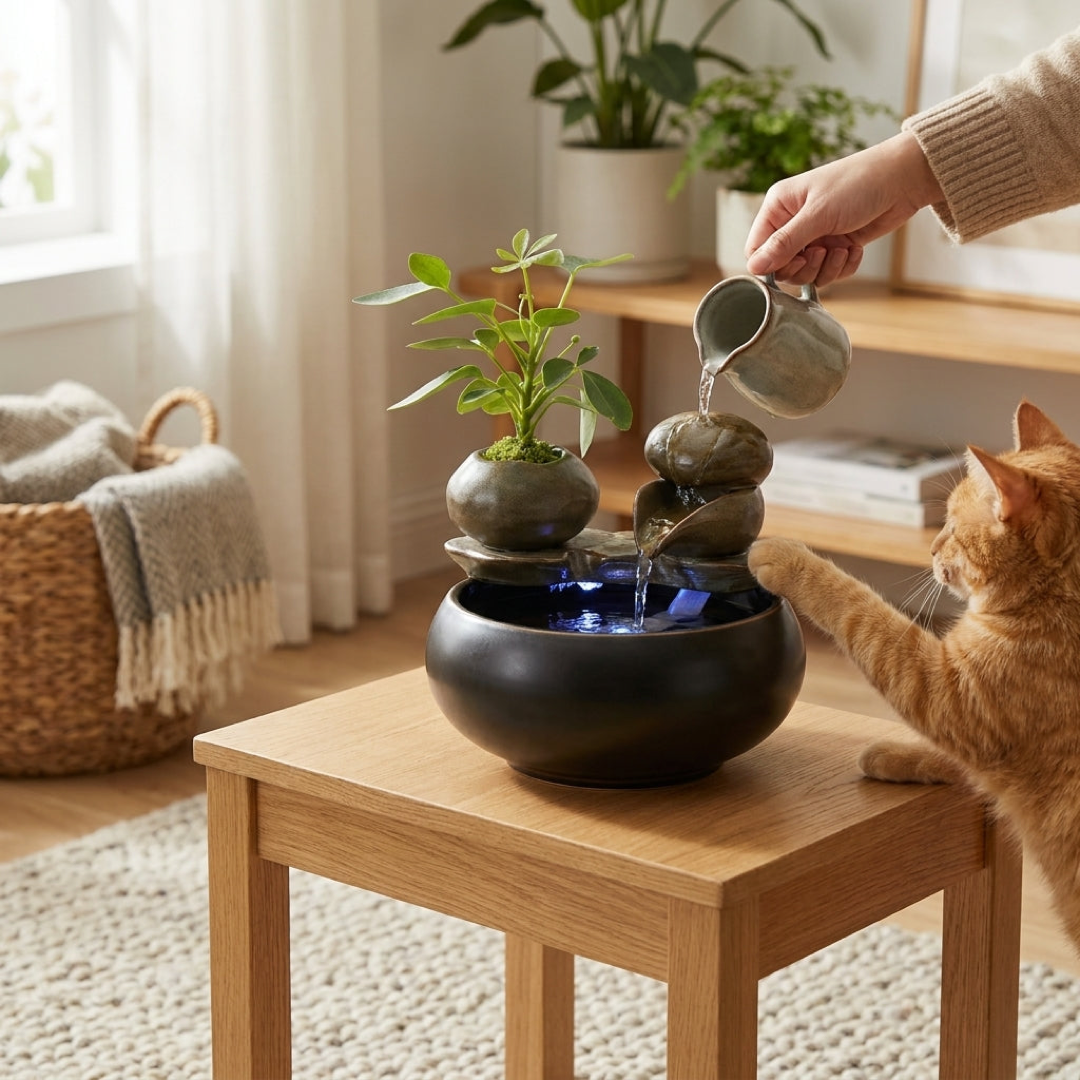 Quiet-Flow Ceramic Pet Fountain For Fresh Water