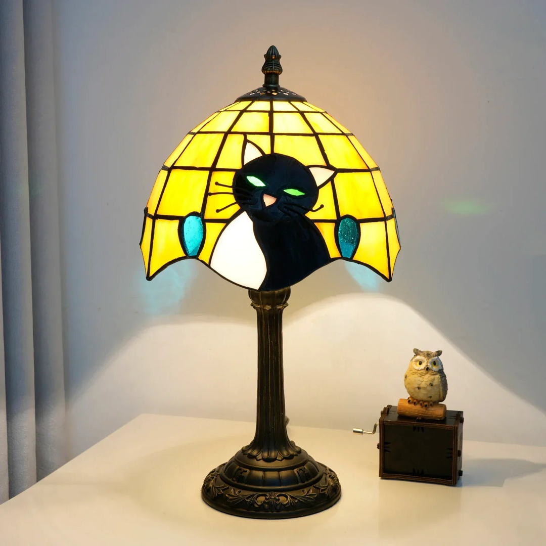 Stained Glass Cat Lamp for Cozy Evenings