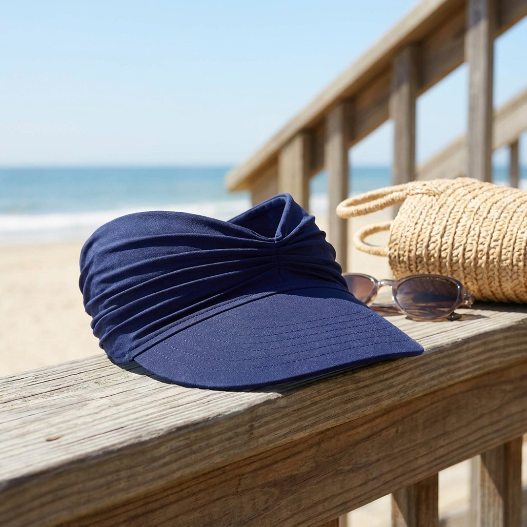 Ruched Travel Visor for Wide-Brim Sun Protection