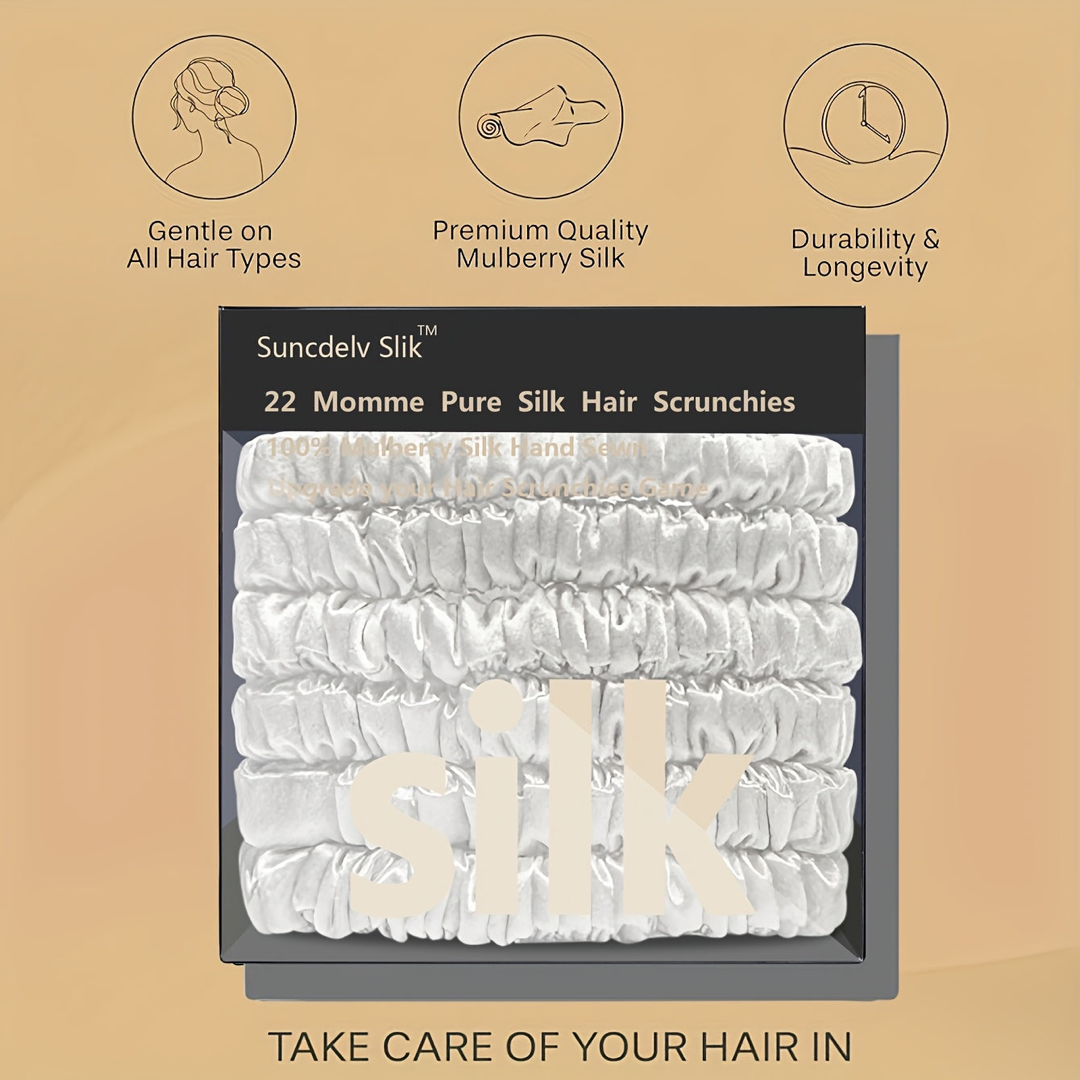 Mulberry Silk Scrunchie Set for Creaseless Hold
