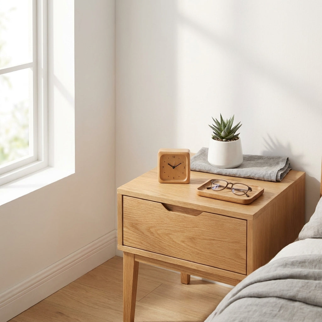 Beechwood Bedside Clock for Tick-Free Sleep
