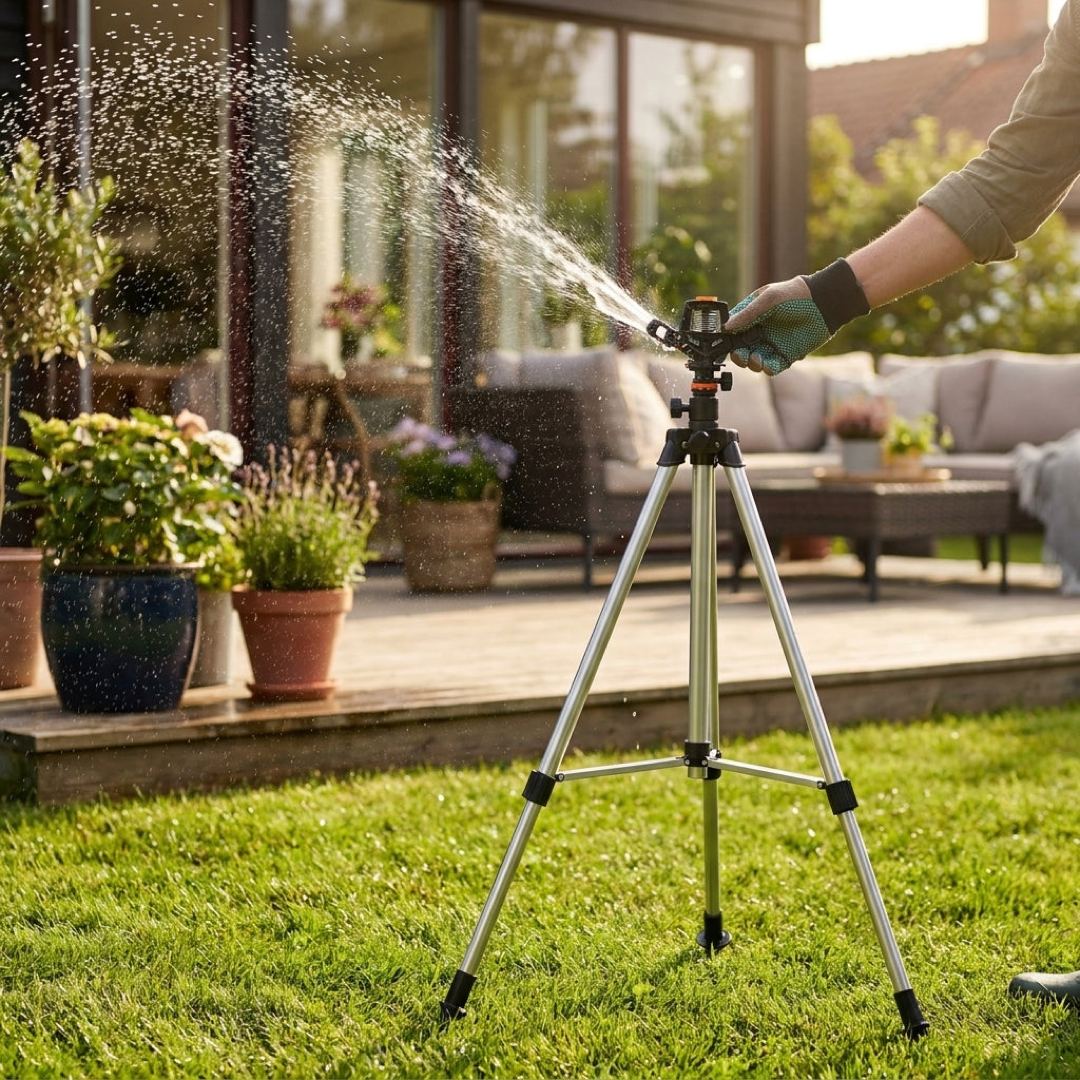 Adjustable Tripod Sprinkler for Even Coverage