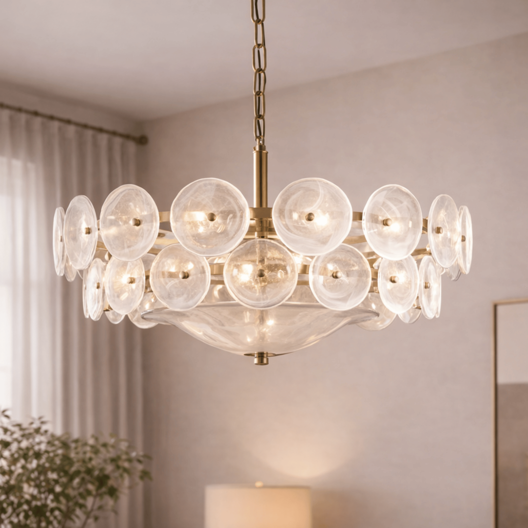 Layered Glass Chandelier — Soft, Welcoming Light