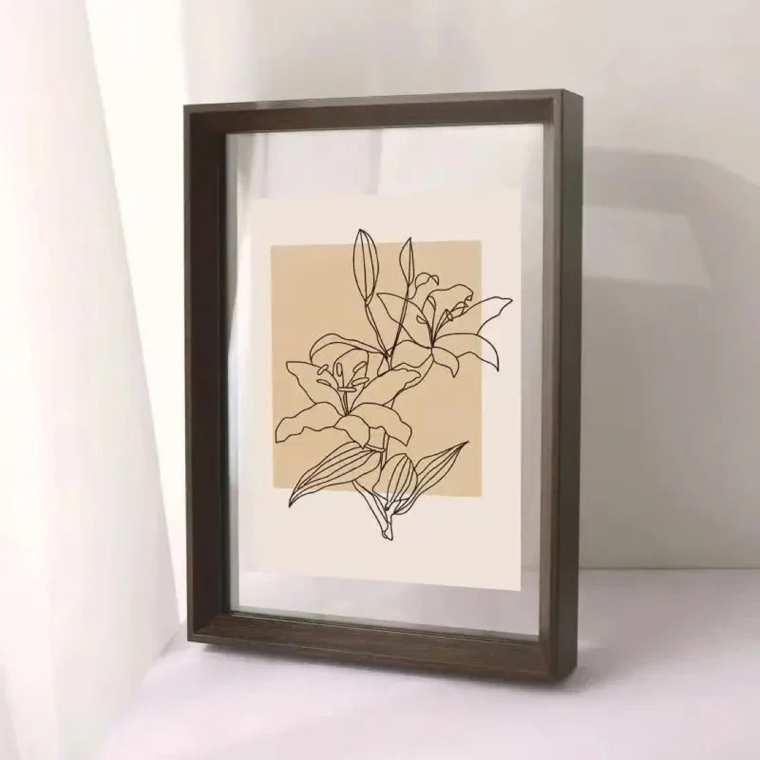Double Glass Wood Frame for Floating Displays