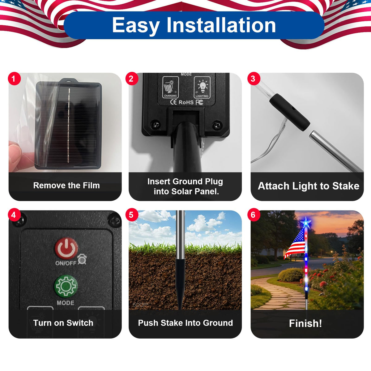 Solar Flag Lights for Bright Patriotic Pathways