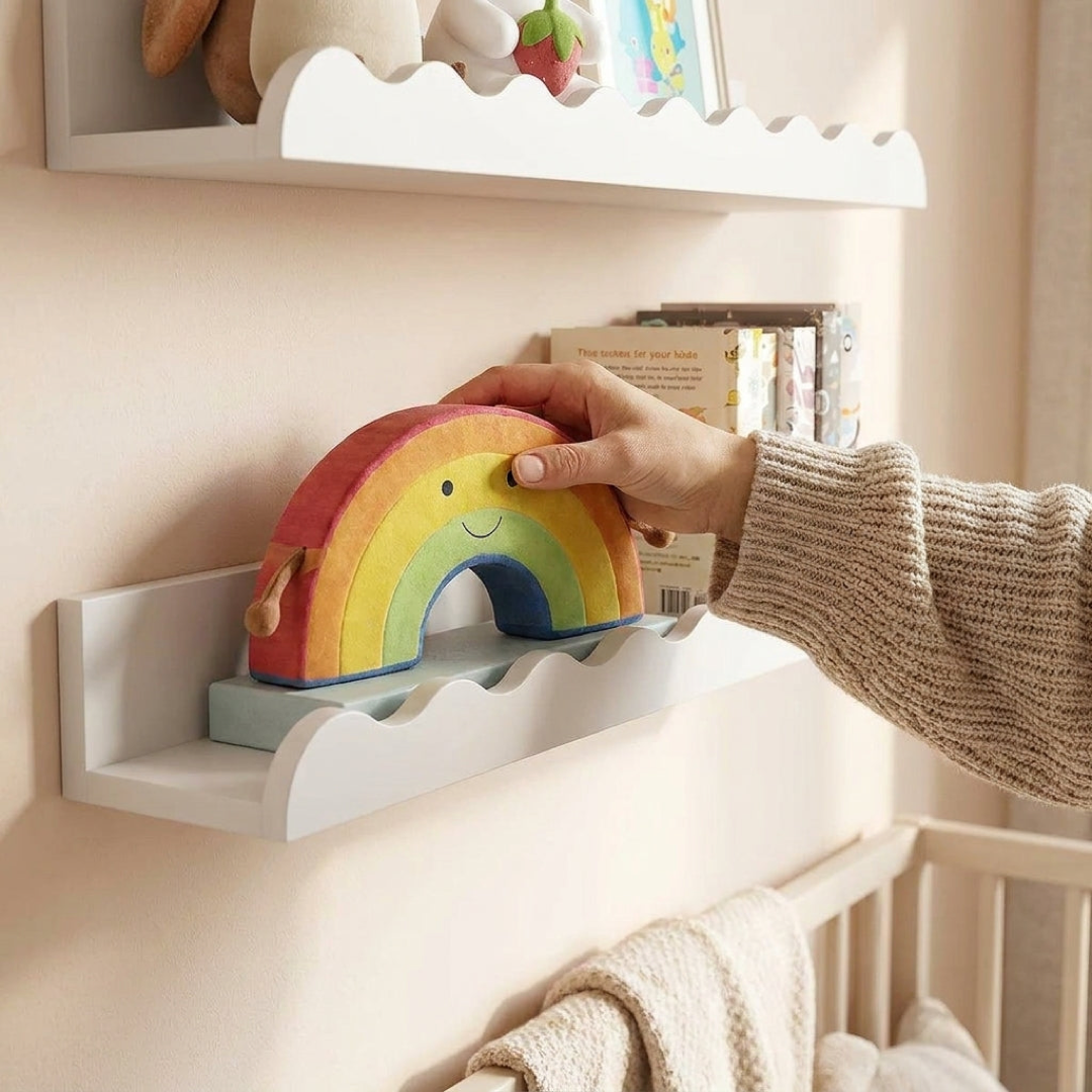 Wavy Floating Shelf for Playful Wall Storage