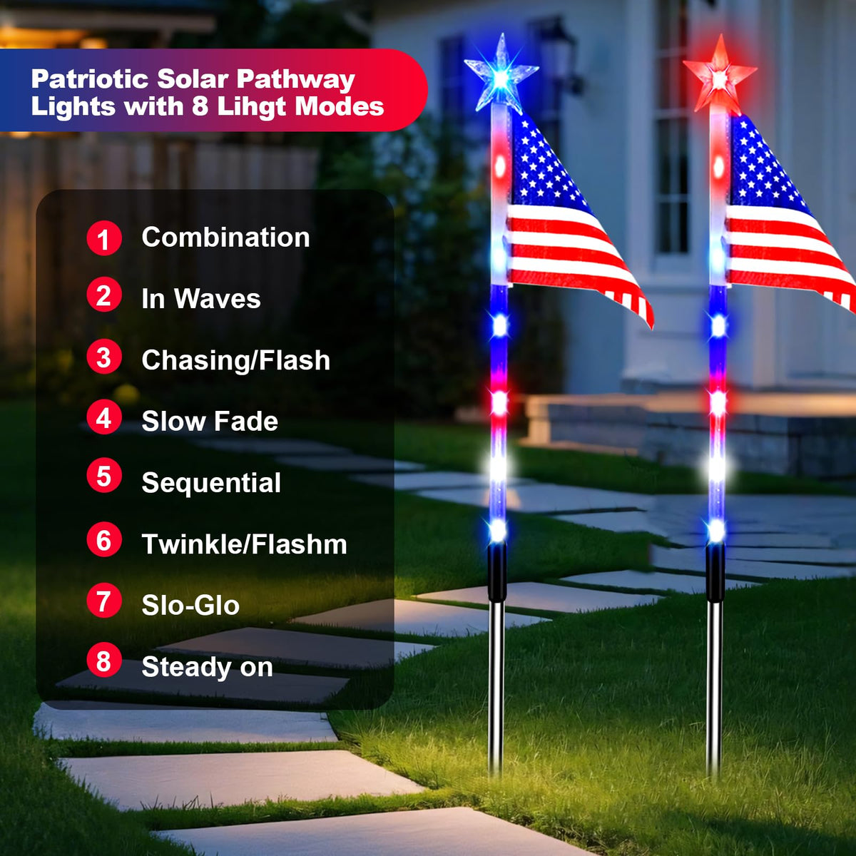 Solar Flag Lights for Bright Patriotic Pathways