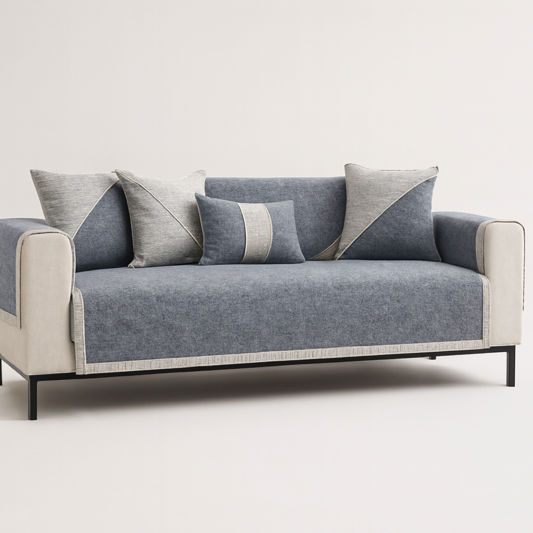Stay-Put Cotton Linen Sofa Throw for Easy Protection