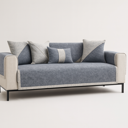 Stay-Put Cotton Linen Sofa Throw for Easy Protection