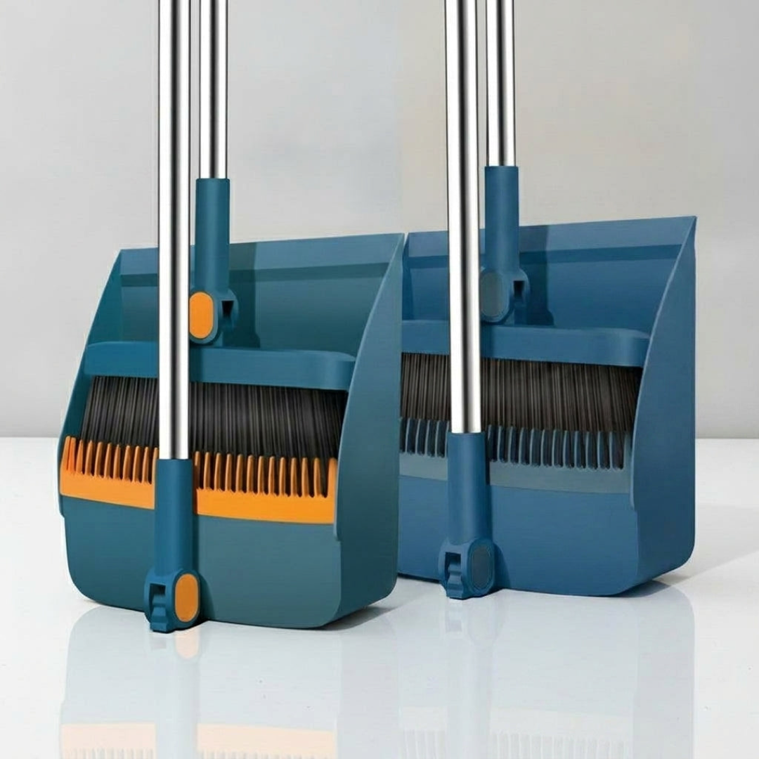 Self-Cleaning Broom Set for Easy Reach
