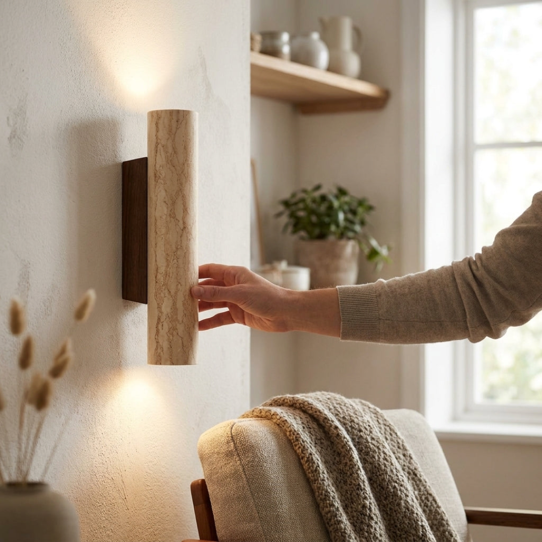 Travertine Wall Lamp for a Calming Glow