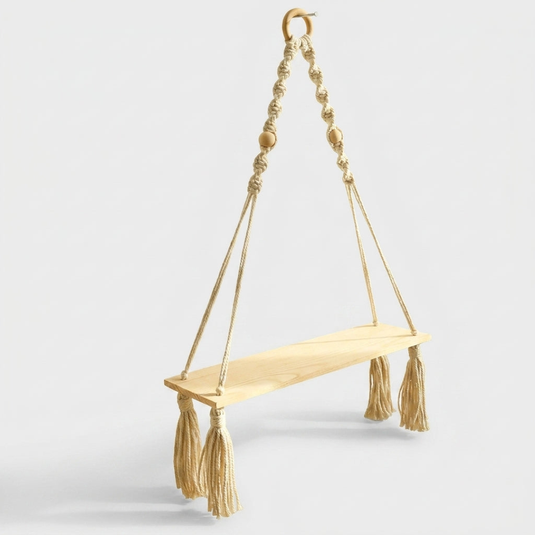Boho Macrame Wall Shelf for Stylish Storage