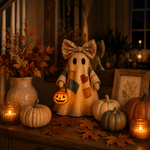 Vintage Ghost LED Pumpkin Lantern