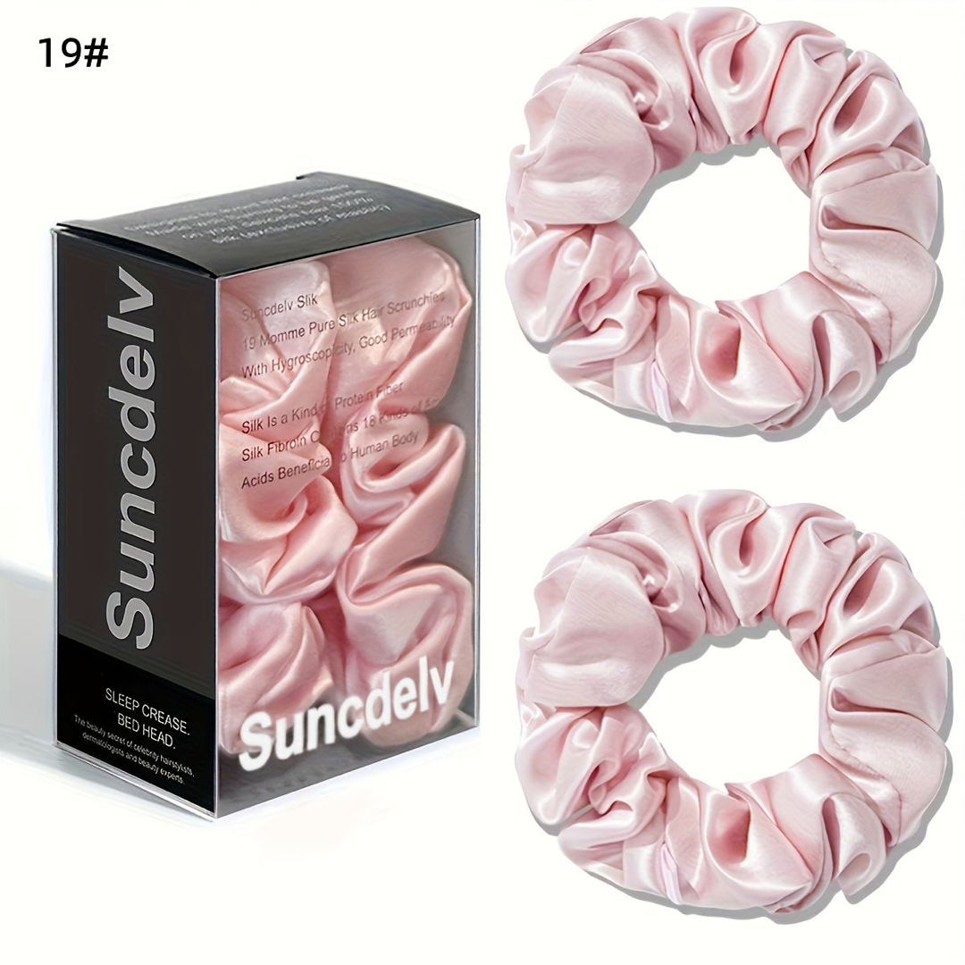 Pure Silk Scrunchie Pair for Crease-Free Hold