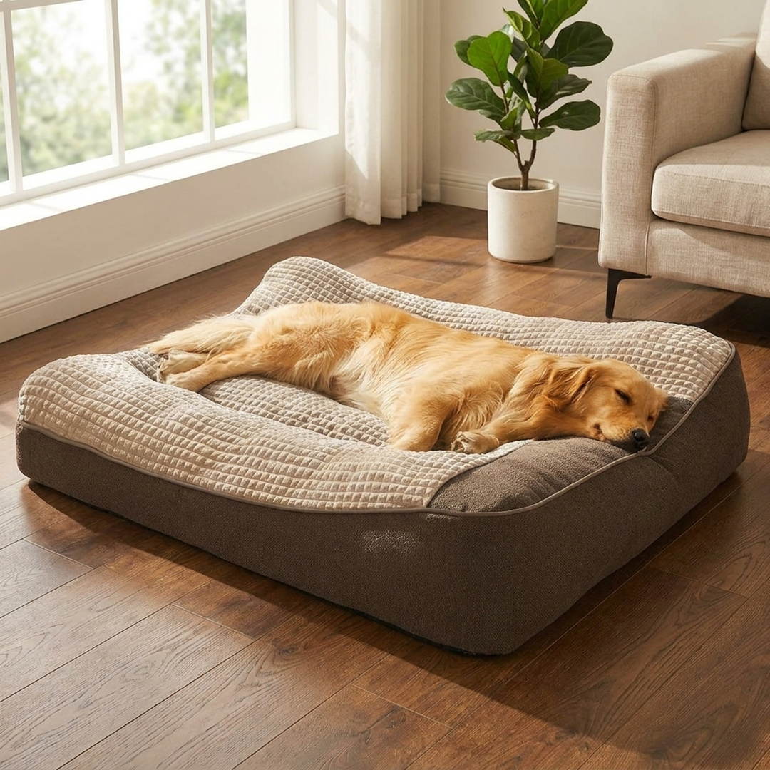 Spacious Bolster Dog Bed for Restful Sleep