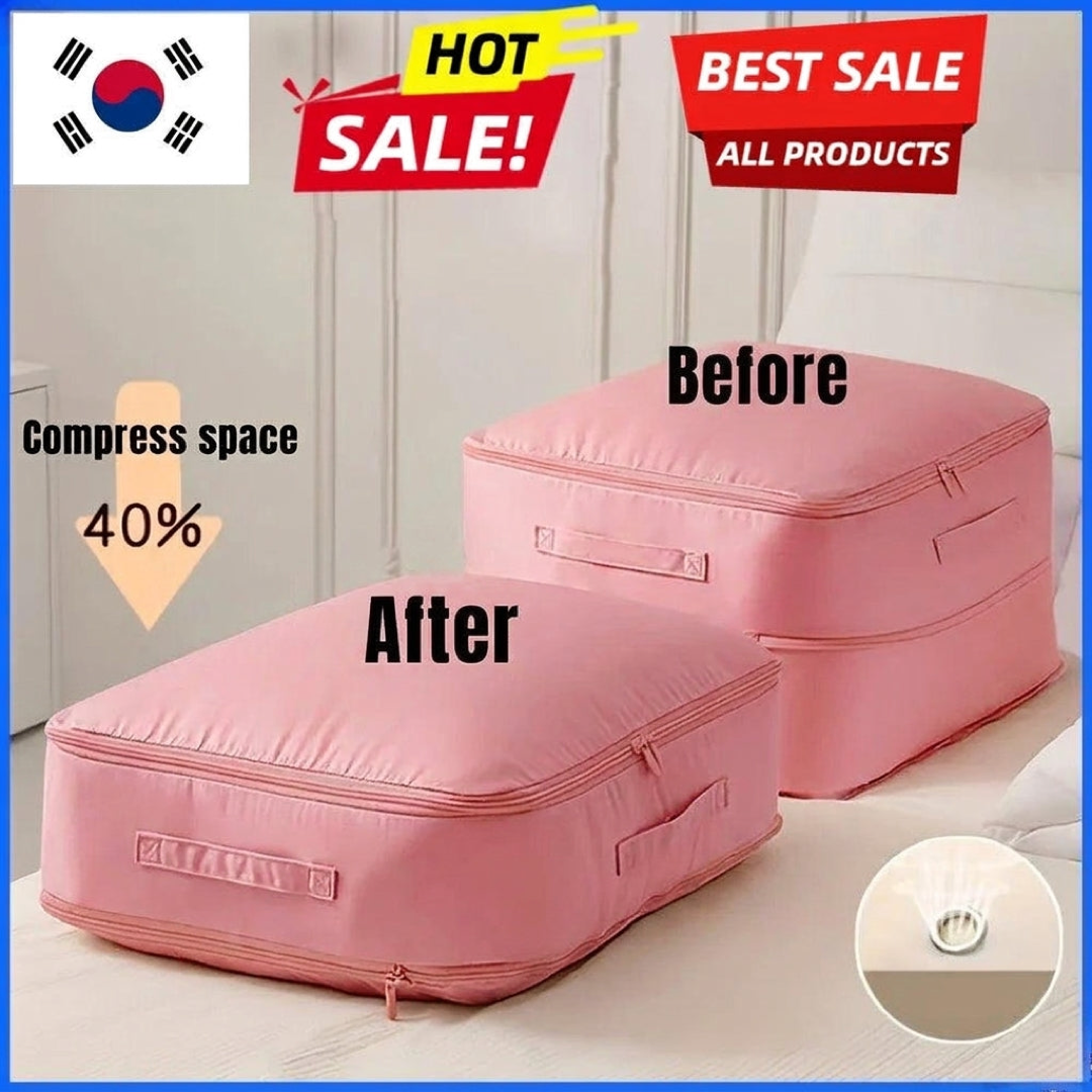 Self-Compressing Storage Bag for Clutter-Free Closets
