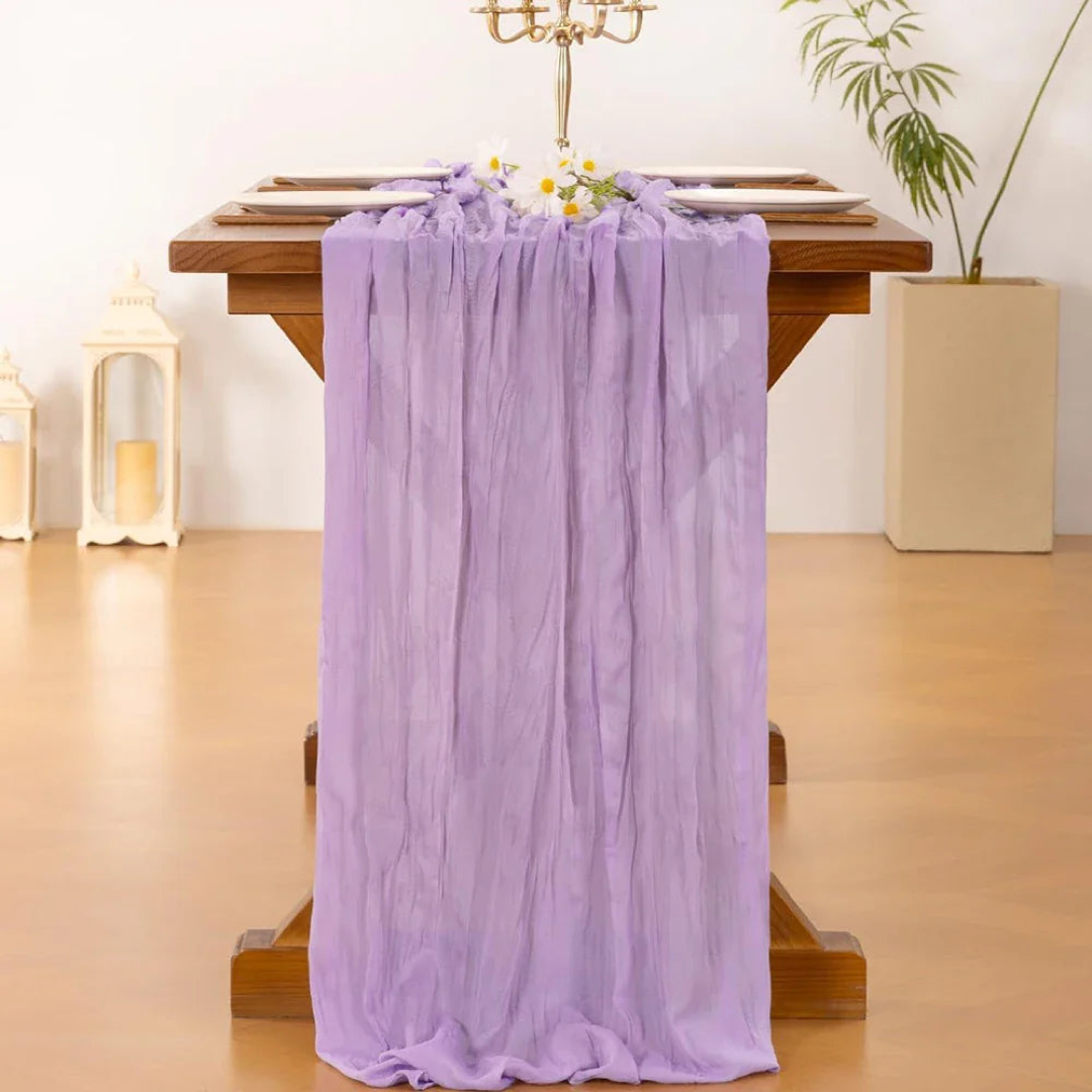 Lilac Gauze Table Runner for Effortless Elegance