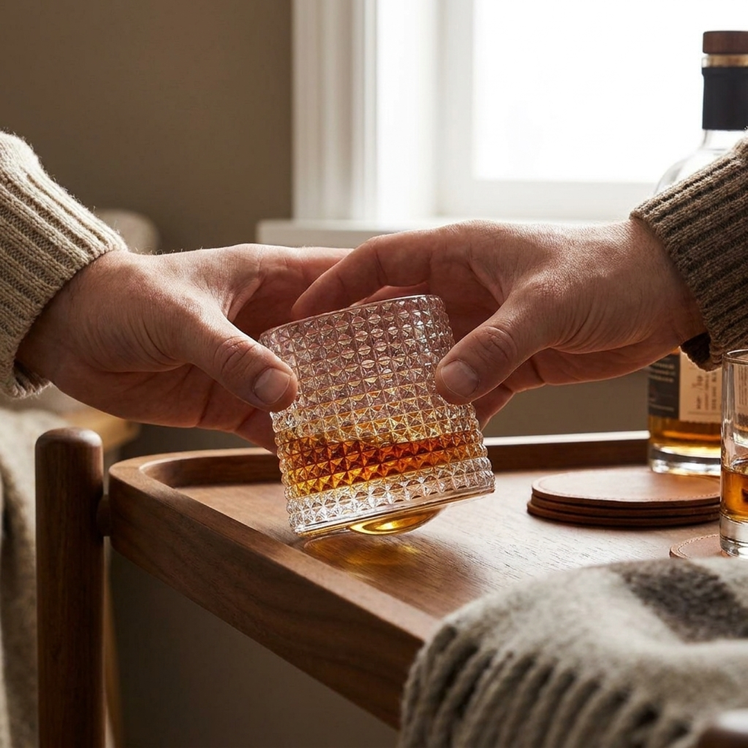 Spinning Whiskey Glasses for Engaging Pours