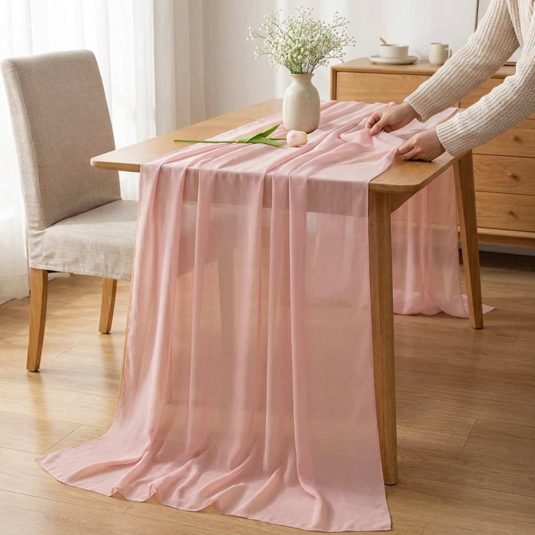 Sheer Chiffon Table Runner for Effortless Elegance