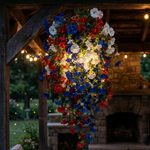 Patriotic Flower Basket With Warm Evening Glow
