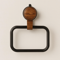 Walnut Towel Ring for Damage-Free Mounting