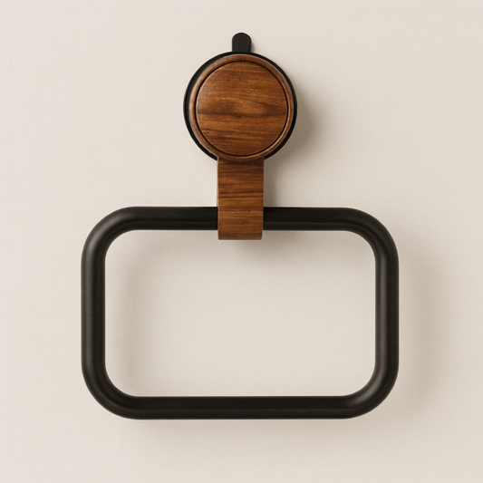 Walnut Towel Ring for Damage-Free Mounting