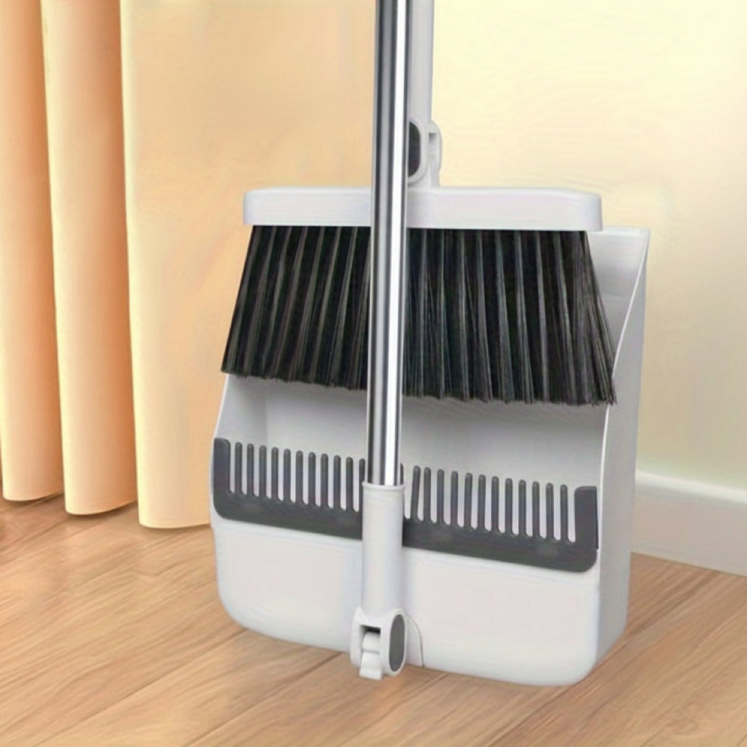 Self-Cleaning Broom Set for Easy Reach