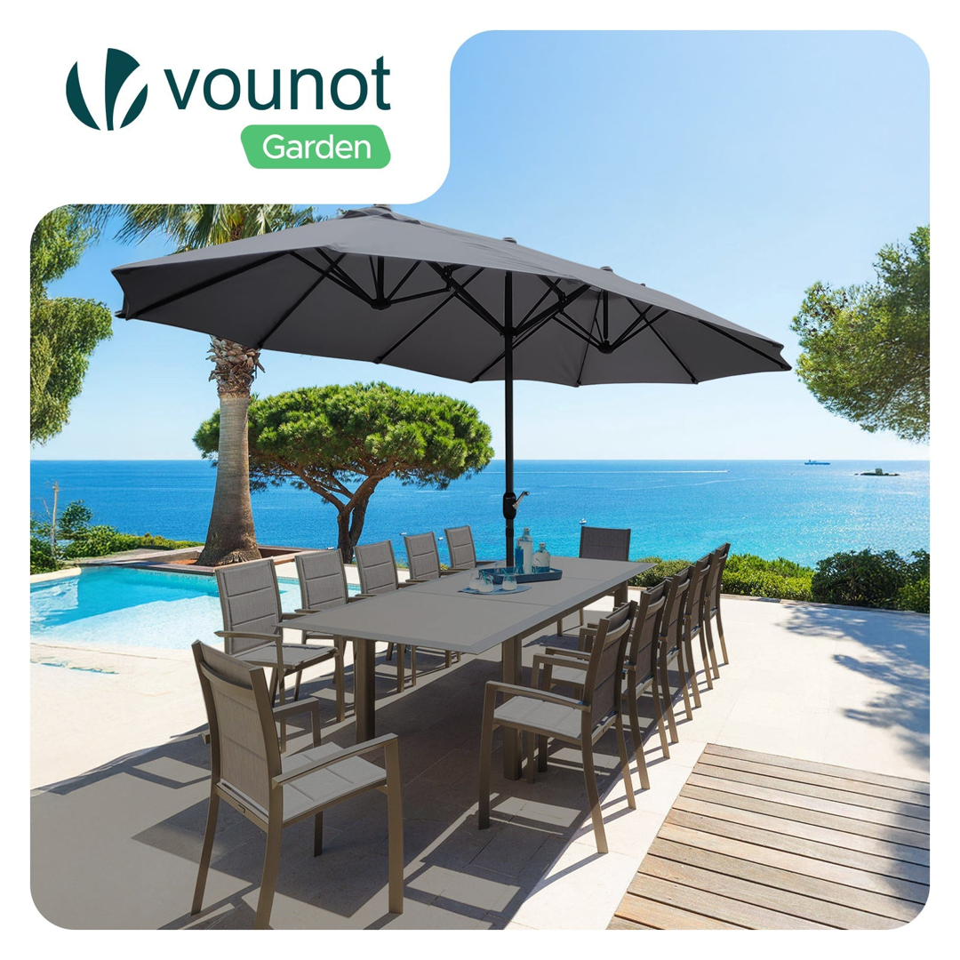 Twin Garden Parasol for Wider Patio Shade