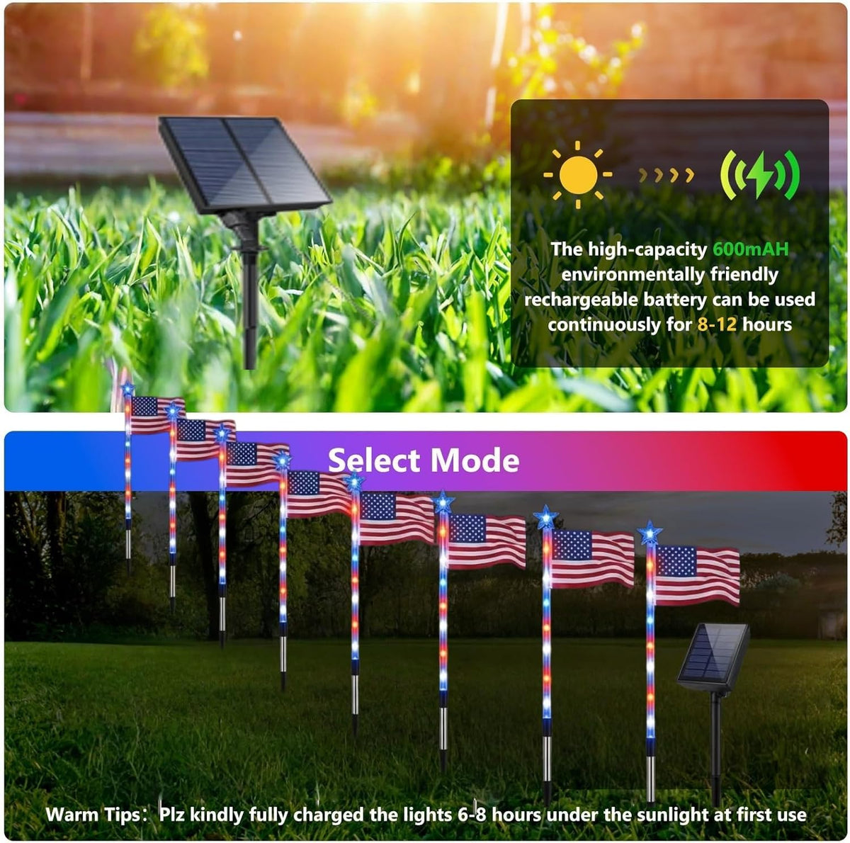 Solar Flag Lights for Bright Patriotic Pathways