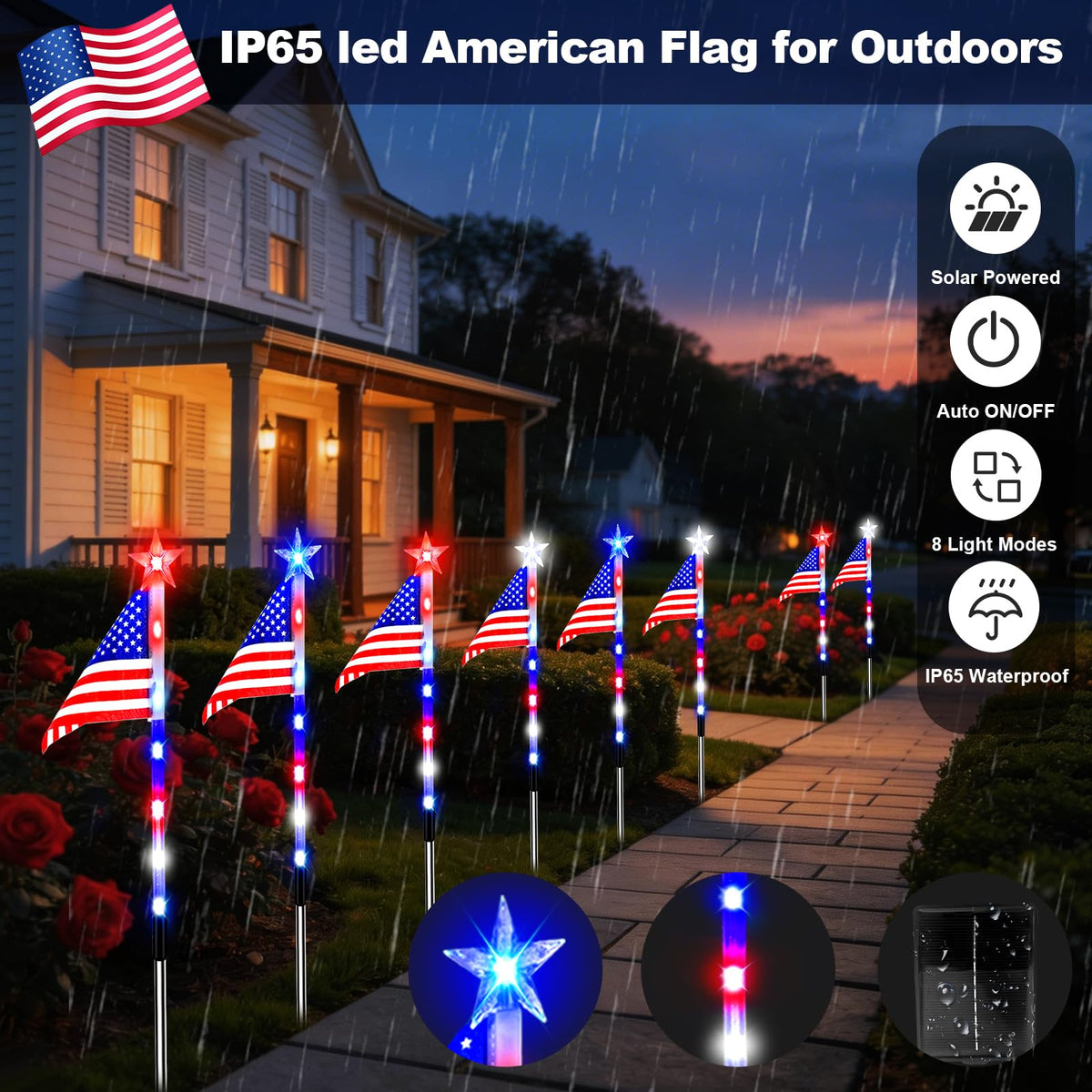 Solar Flag Lights for Bright Patriotic Pathways