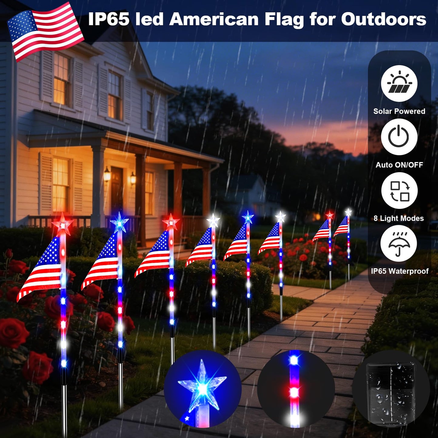 Solar Flag Lights for Bright Patriotic Pathways