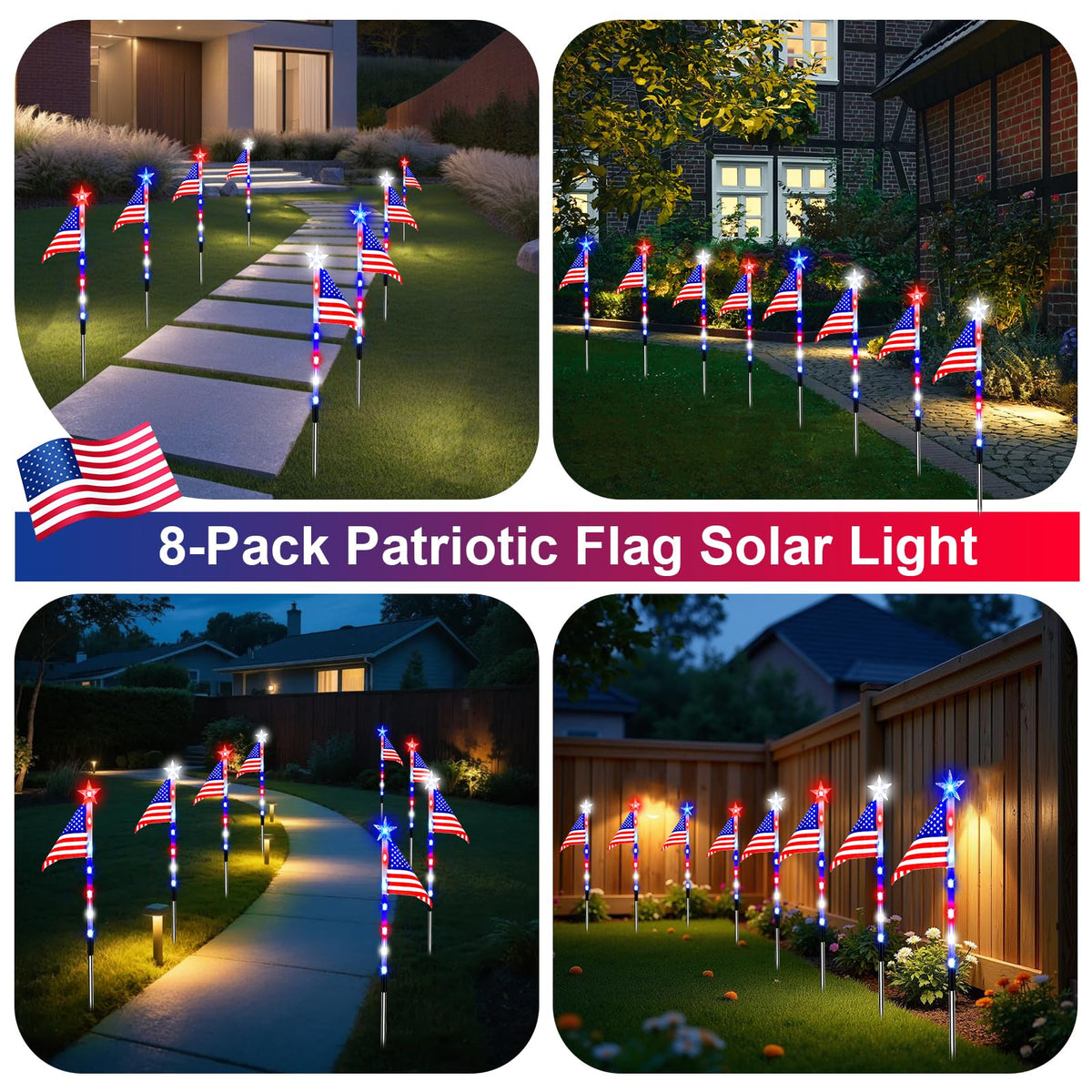 Solar Flag Lights for Bright Patriotic Pathways