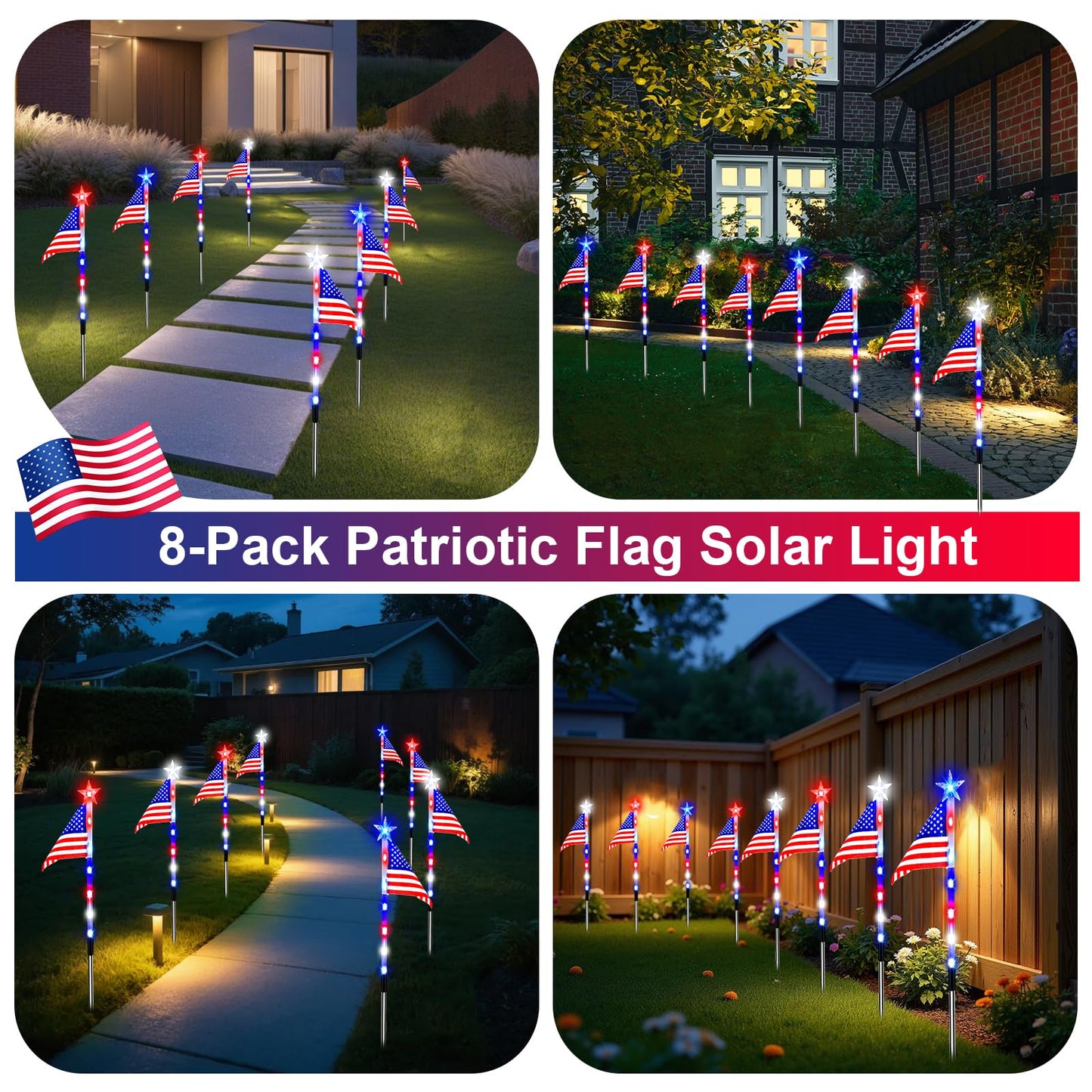 Solar Flag Lights for Bright Patriotic Pathways