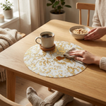 Shimmering Foil Placemats for Effortless Cleanup